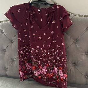 Maroon Floral Blouse